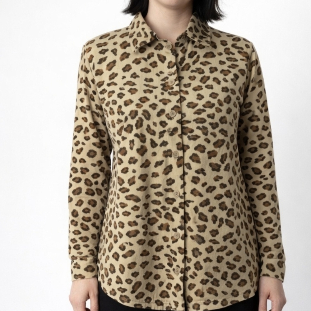 Pappagallo Leopard Print Blouse Medium - image 1